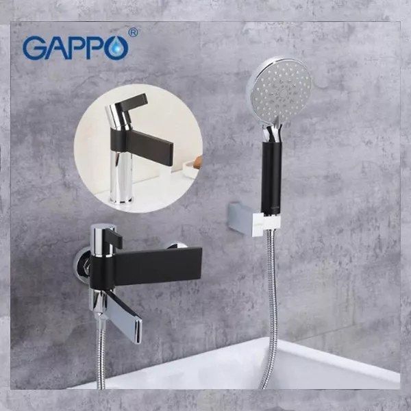 Змішувач для ванни GAPPO G3281, чорний хром 1034041 фото