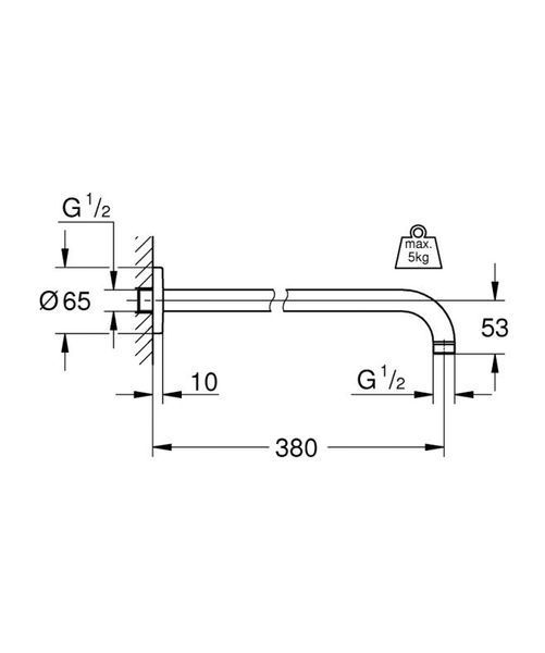 Grohe Rainshower Душовий кронштейн, 380 мм (28361000) 28361000 фото