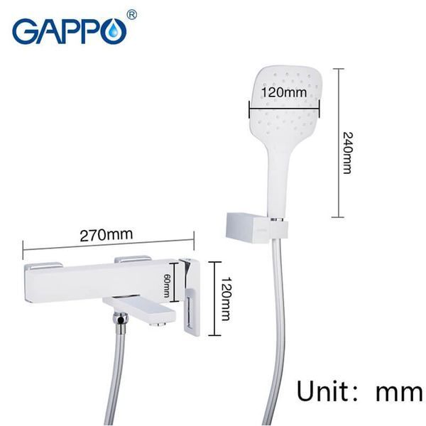 Змішувач для ванни GAPPO G3217-8, білий/хром 1033999 фото