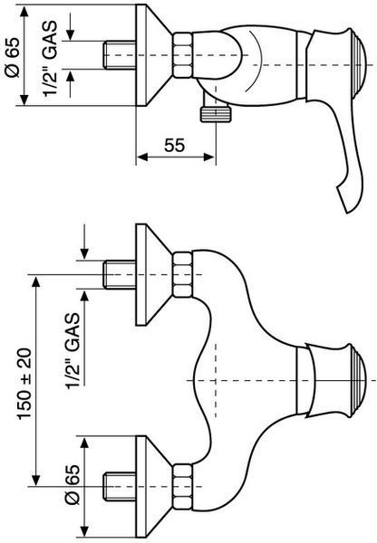 Змішувач EMMEVI TIFFANY душ чорний б/акс NEO6002 GBE6002 фото