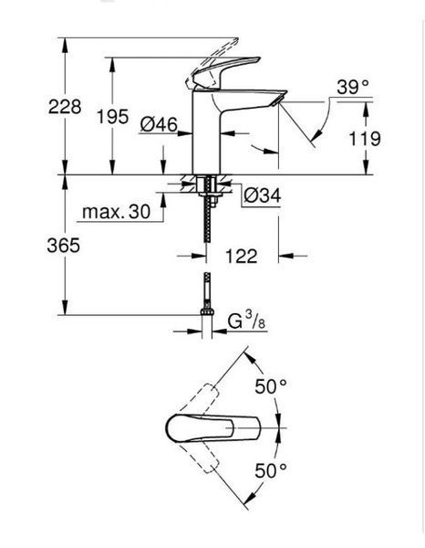 Grohe Eurosmart Одноважільний змішувач для раковини 1/2" M-розміру (233242433) 233242433 фото