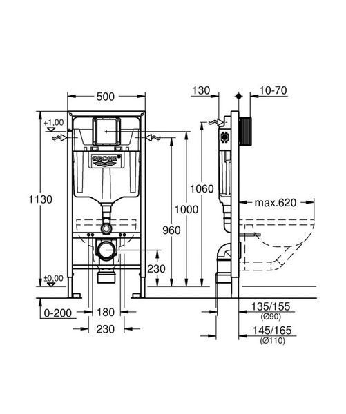 Grohe Rapid SL комплект 3-в-1 для унітазу (кнопка Skate Cosmopolitan S) (39501000) 39501000 фото