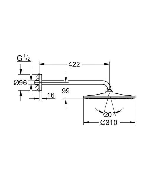 Grohe Набор 422 мм верхнего душа, 1 режим струи (26558DC0) 26558DC0 фото