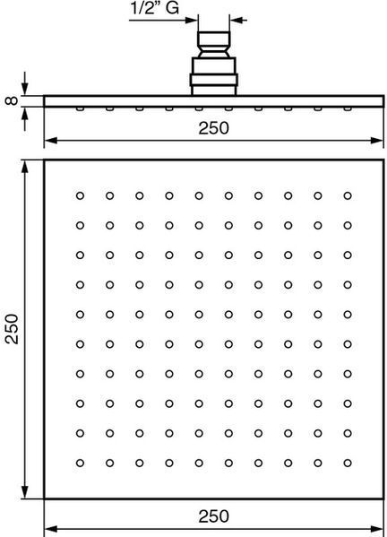 Лейка EMMEVI тропічного для душа 250/250 мм хром CO6658 CR C06658 фото