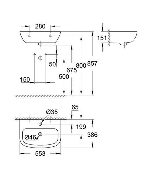 Grohe Раковина Bau Ceramic 55 (39440000) 39440000 фото