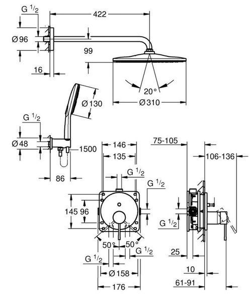 Grohe Essence Прихована душова система з Rainshower Mono 310 (25287000) 25287000 фото