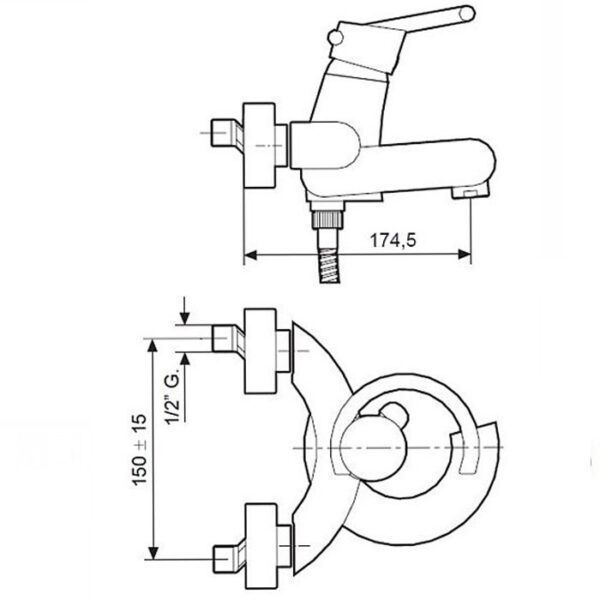 Змішувач EMMEVI TWIST ванна б/акс хром CR6601 CBL6601 фото