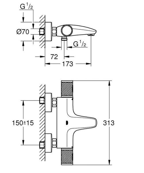 Grohe Grohtherm 1000 Performance Термостат для ванни (34830000) 34830000 фото