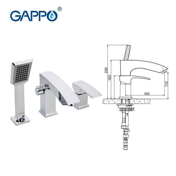 Смеситель для ванны на борт GAPPO Jacob G1107, хром 1033978 фото