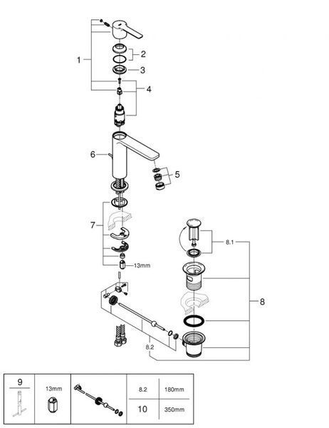 Grohe Lineare Смеситель однорычажный для раковины S-Size (32114001) 32114001 фото