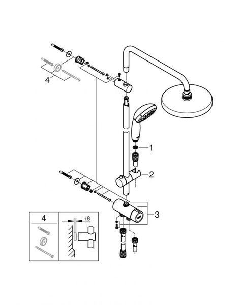 Grohe Tempesta System 200 Душевая система Flex 27389002 со смесителем для душа Grohtherm 800 34558000 34558000 фото