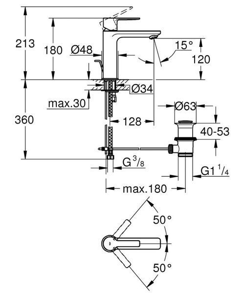 Grohe Lineare Смеситель однорычажный для раковины S-Size (32114001) 32114001 фото