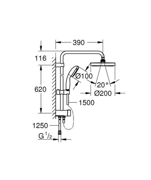 Grohe Tempesta System 200 Душевая система Flex 27389002 со смесителем для душа Grohtherm 800 34558000 34558000 фото