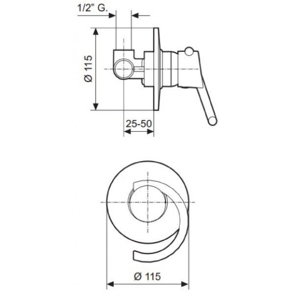 Смеситель EMMEVI TWIST для душа встроенный синий CBL6609 CS6609 фото