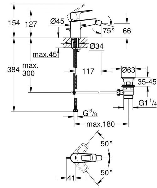 Grohe BauLoop New Одноважільний змішувач для біде (23338001) 23338001 фото