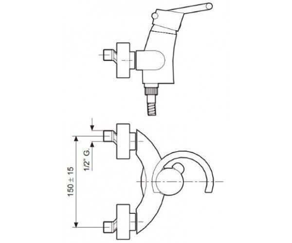 Смеситель EMMEVI TWIST для душа б/акс хром CR6602 CBL6602 фото