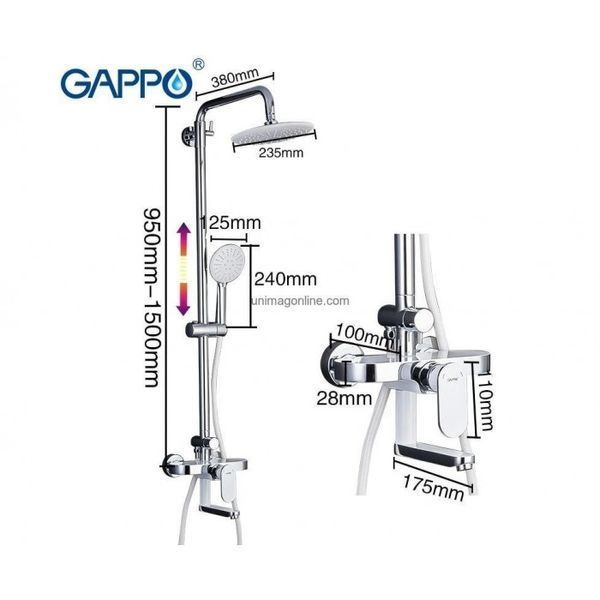 Душова система GAPPO G2419-8 білий/хром 1037420 фото