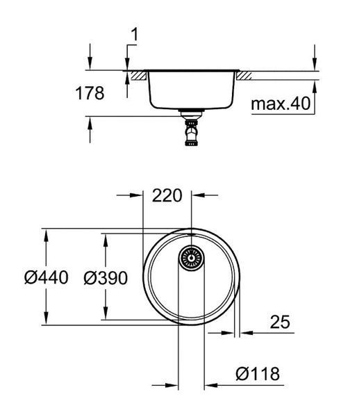 Grohe Мойка для кухни D 440 мм круглая, матовая (31720SD0) 31720SD0 фото