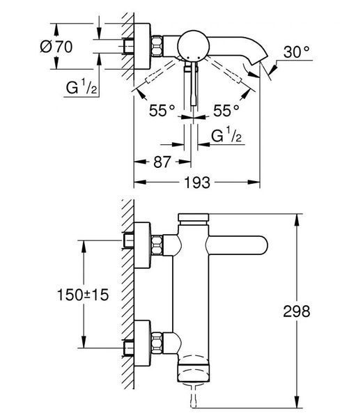 Grohe Essence Одноважільний змішувач для ванни (25250001) 25250001 фото