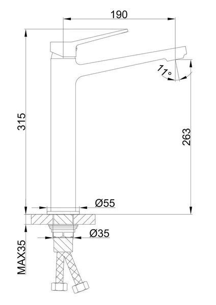 Змішувач для умивальника Frap F1061-2 високий, хром 1042380 фото