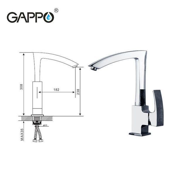 Смеситель для кухни GAPPO G4007, хром 1033983 фото
