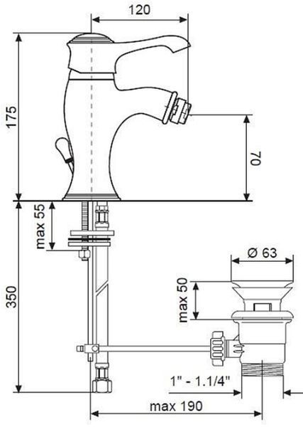 Смеситель EMMEVI TIFFANY для биде ЧОРНИЙ NEO6004 CO6004 фото