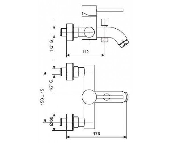 Смеситель EMMEVI PIPER для ванной хром б/акс CR45001 CR45001 фото