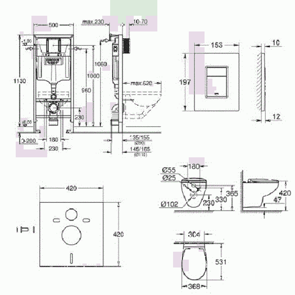 Grohe Комплект Bau Ceramic, инсталляционная система с подвесным унитазом (39586000) 39586000 фото