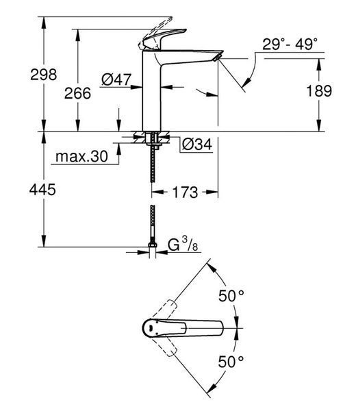 Grohe Eurosmart New Смеситель однорычажный для раковины XL-Size (23971003) 23971003 фото