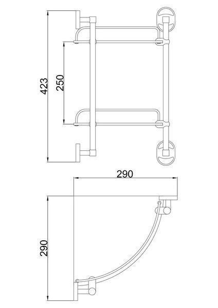 Полиця скляна кутова Frap F1907-2, 2-х ярусна, 290х290 мм 1037728 фото