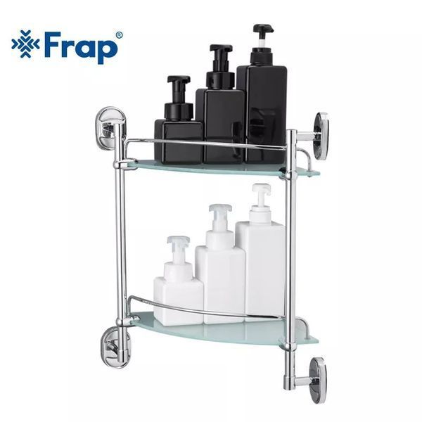 Полиця скляна кутова Frap F1907-2, 2-х ярусна, 290х290 мм 1037728 фото