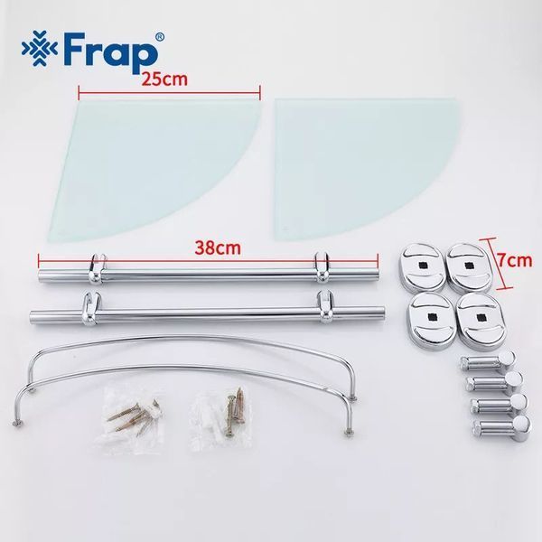 Полиця скляна кутова Frap F1907-2, 2-х ярусна, 290х290 мм 1037728 фото