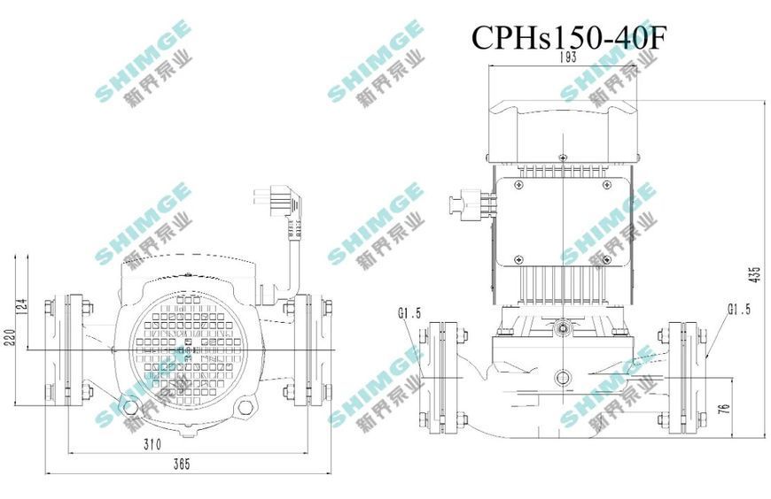 Насос циркуляційний SHIMGE CPHs150-40F-380, Hmax 25м, Qmax 500 л/хв, 2,1 кВт 1047121 фото